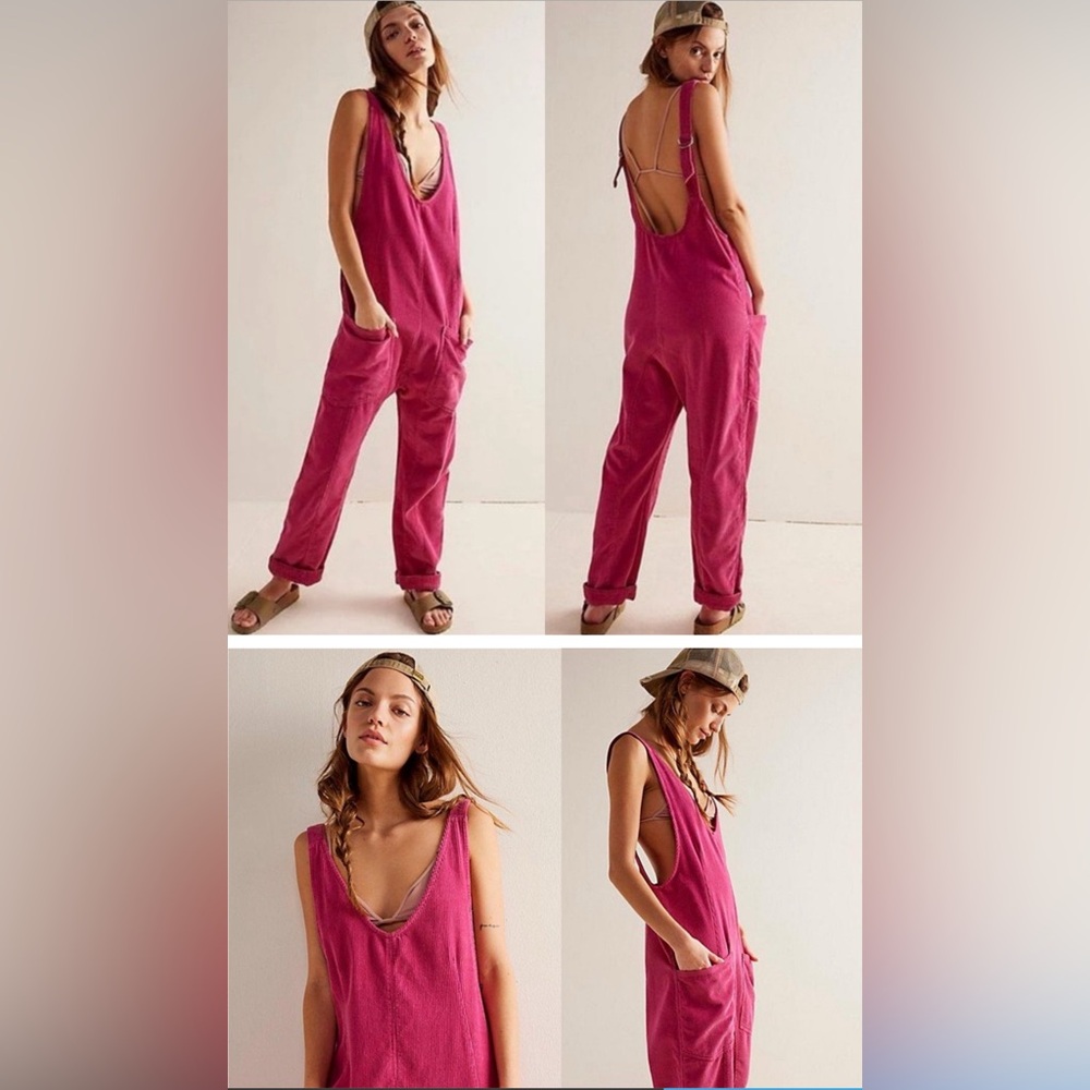 NWT - WE THE FREE High Roller Pink Corduroy Jumpsuit Sz. X-Small
